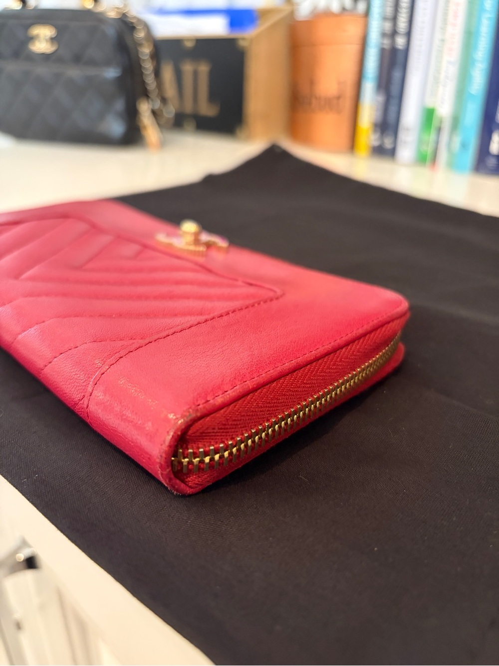 Chanel Quilted Chevron Zip Wallet - Picture 5 of 10